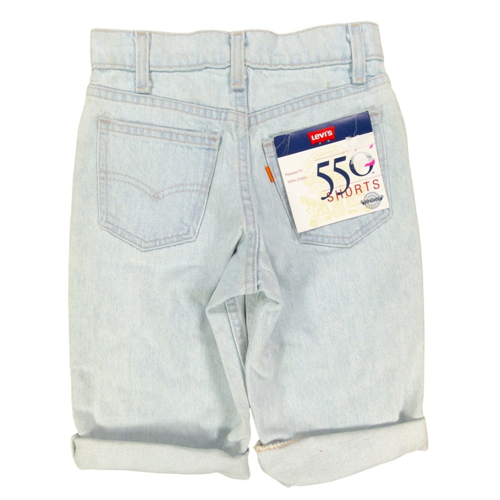 Levi's Vintage 90s 550 Shorts Boys 8 Light Wash Denim Orange Tab Made in USA NWT